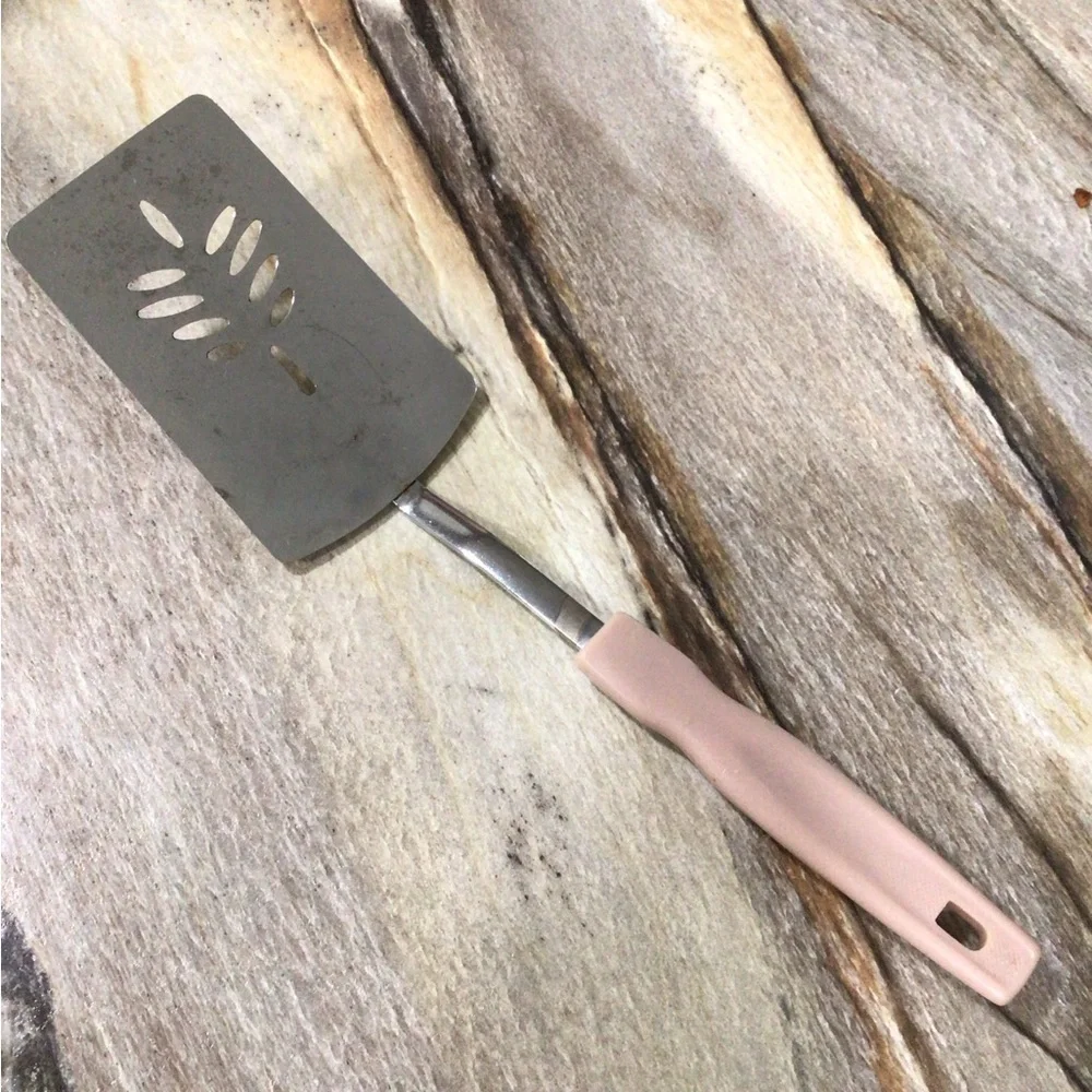 Vintage Korea Pink Slotted Spatula Turner Kitchen Utensil 11” Mauve Retro